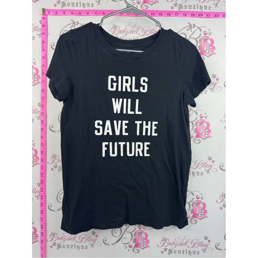 American Eagle Outfitters Soft Girls Will Save The Future Black Graphic Tee